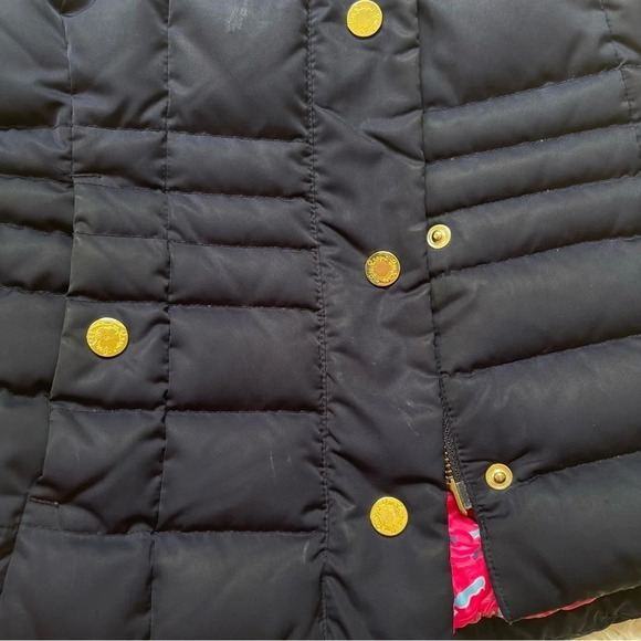 Lilly Pulitzer Isabelle Puffer Vest navy blue with gold accents size XS - Picture 13 of 14